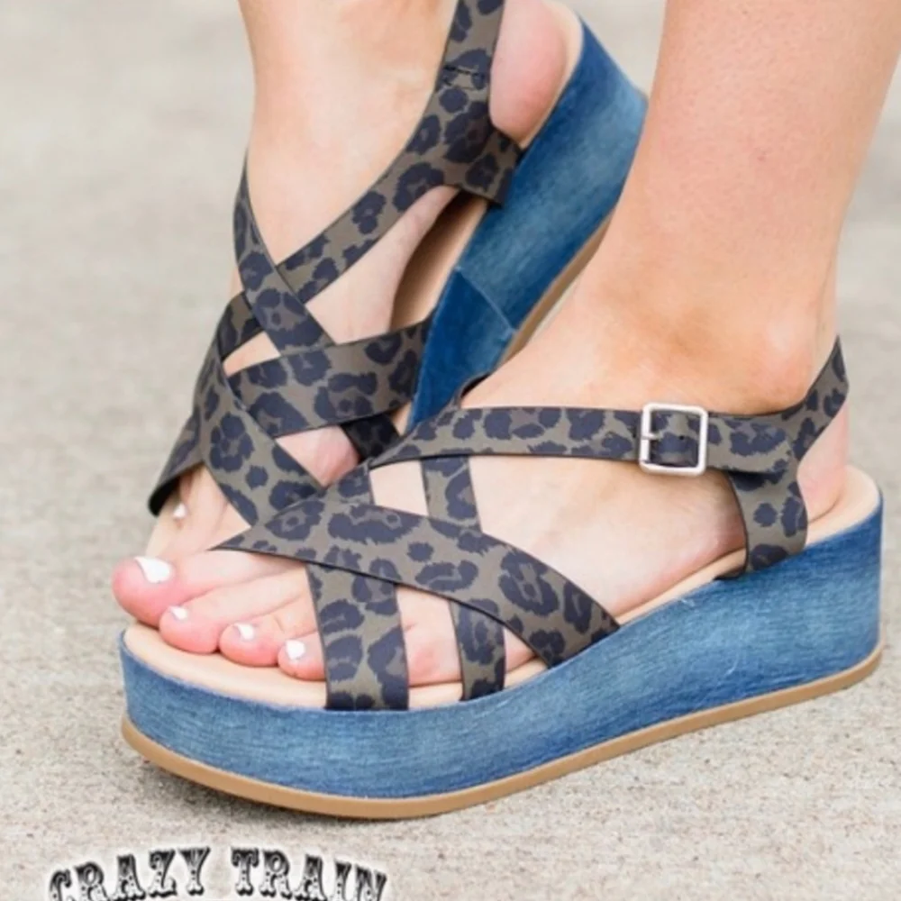 WILD DENIM WEDGES - Picture 1 of 4